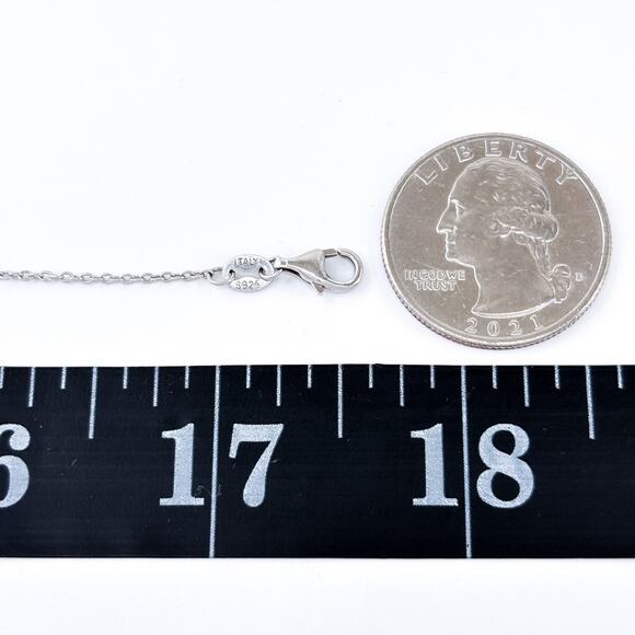 Vintage Italy Sterling Silver 925 0.7mm Cable Chain Necklace 15.5”-17.5” - Picture 2 of 3